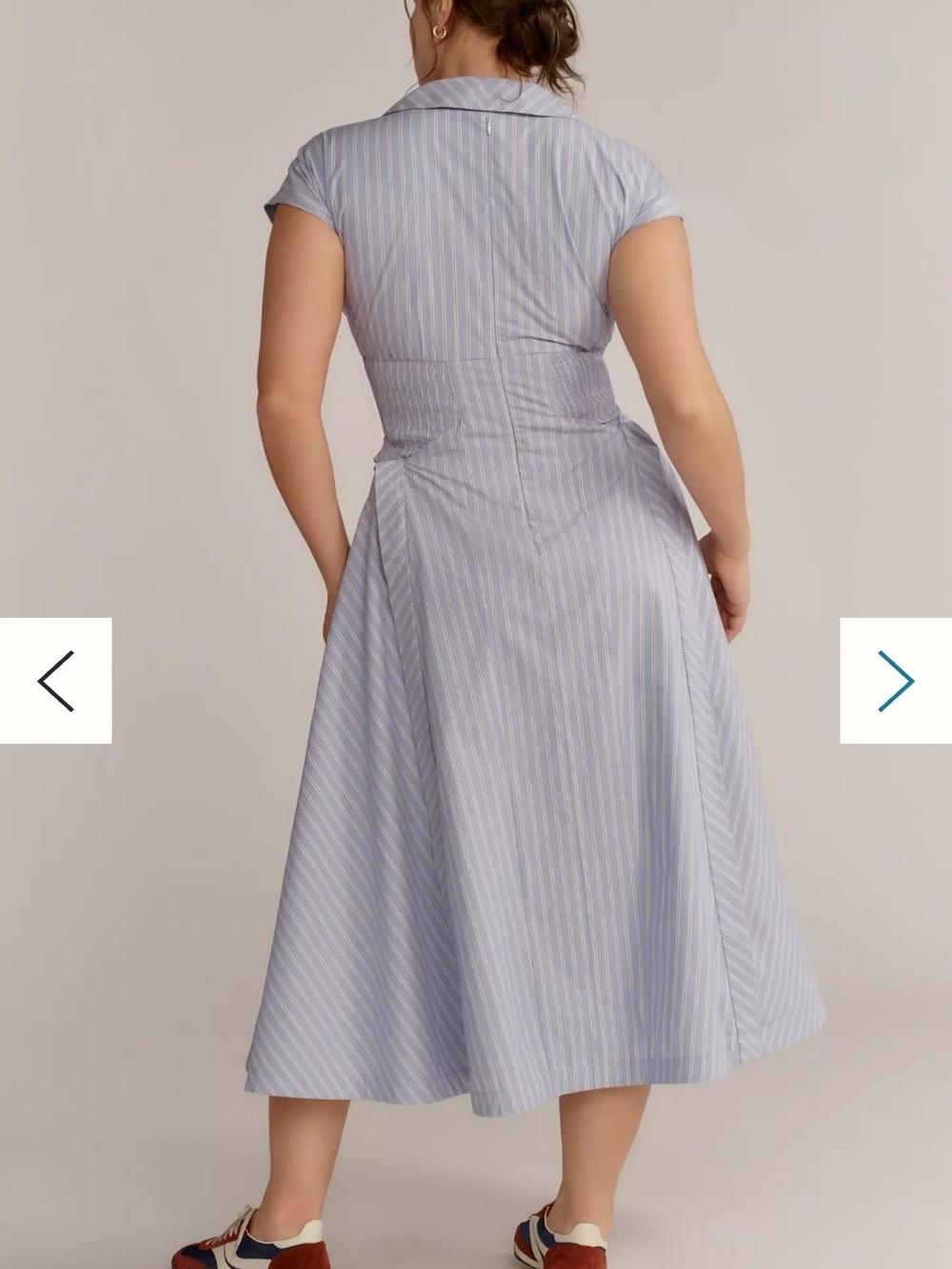 By Anthropologie Short-Sleeve V-Neck Pleated Midi Dress - Picture 6 of 8